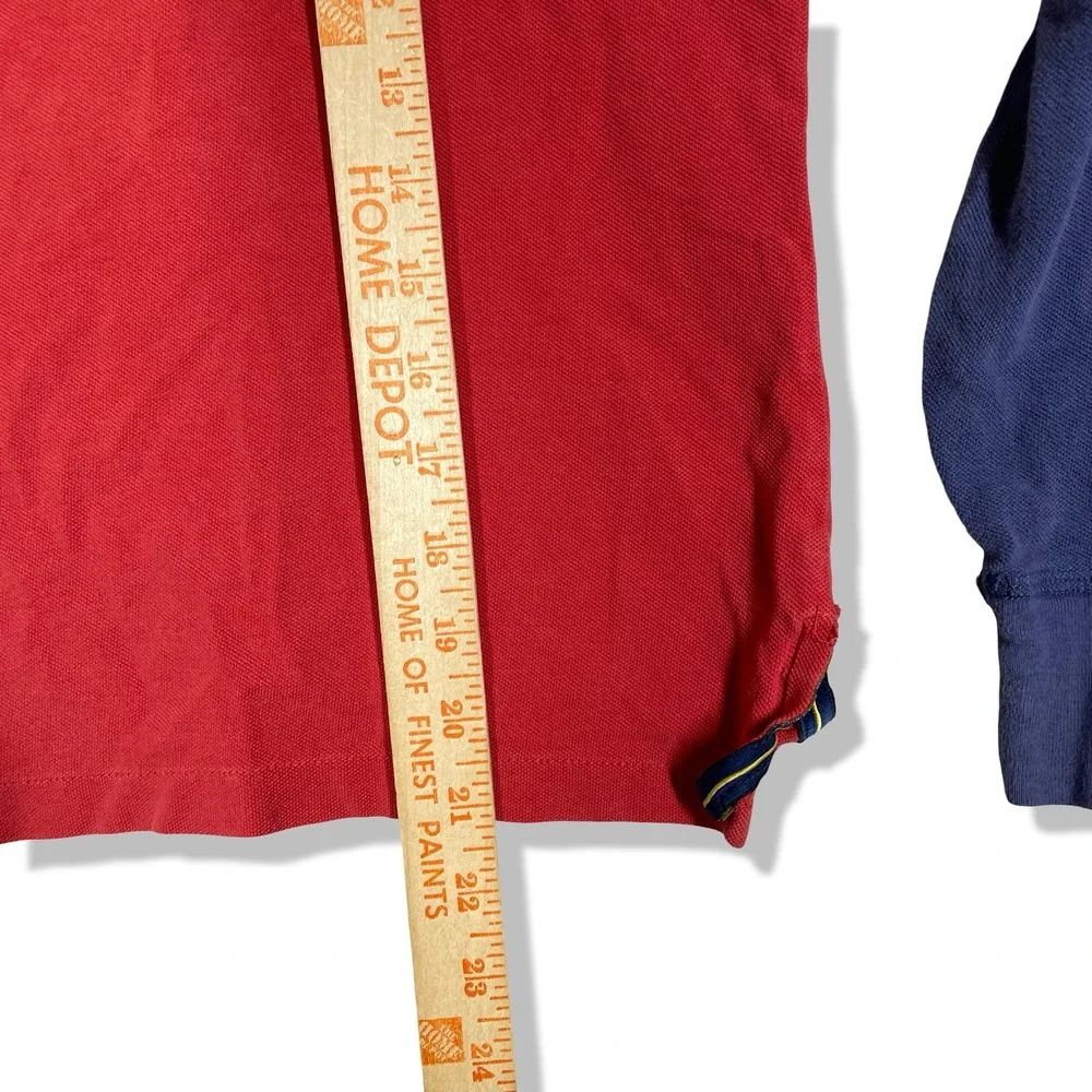 Polo Ralph Lauren Henley Shirt Kids M Red Blue Preppy Big Pony Long Sleeve‎